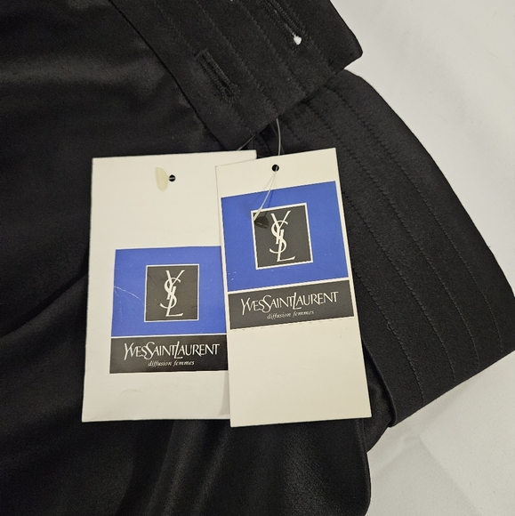 Yves Saint Laurent Vintage A Line Midi Satin Skirt In Black Size Small NWT - Picture 10 of 15